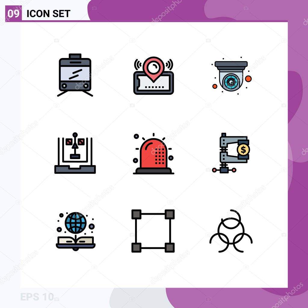 Set Modern Icons Sysymbols Signs Disease Planning Cctv Flowchart ...