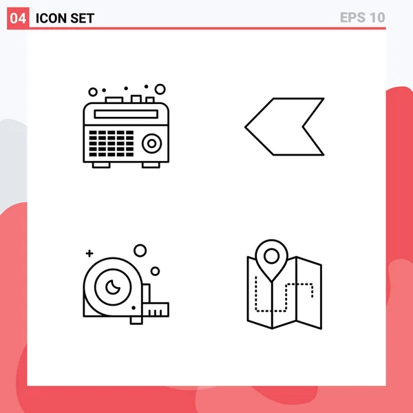 Mobile Interface Line Set Pictograms Boom Box Ruler Arrow Measurement — Archivo Imágenes Vectoriales