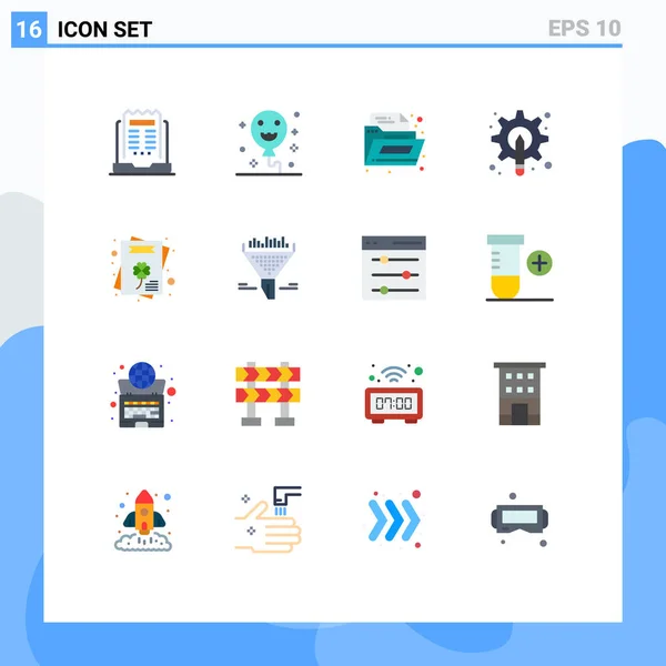 Creative Icons Modern Signs Symbols Greeting Card Gear Document Tool — 스톡 벡터