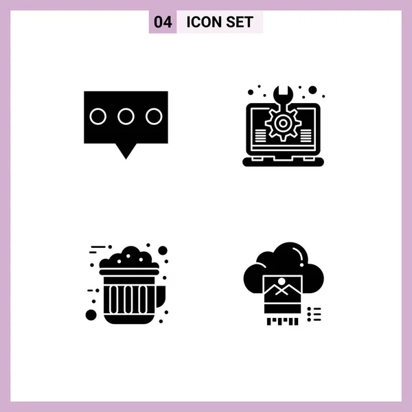 Set Modern Icons Sysymbols Signs Bubble Cocoa Creative Setting Hot — Vector de stock