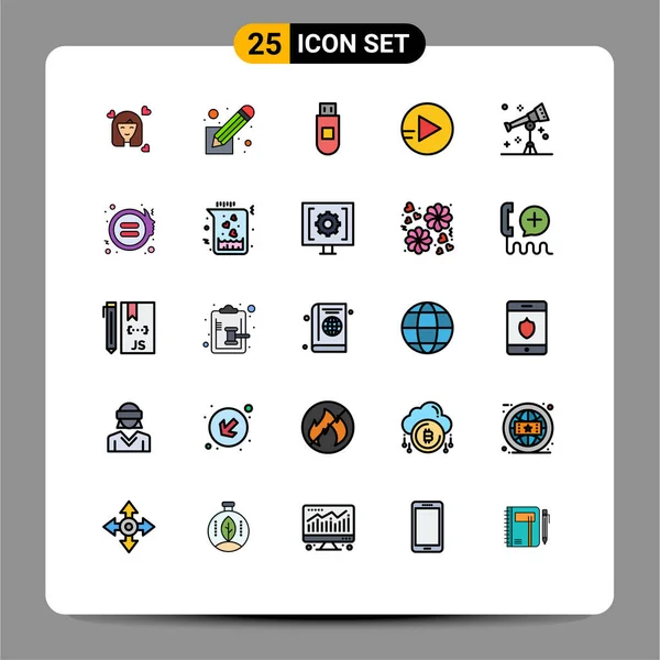 2015 Universal Icon Symbols Group Modern Filled Line Flat Colors — 스톡 벡터