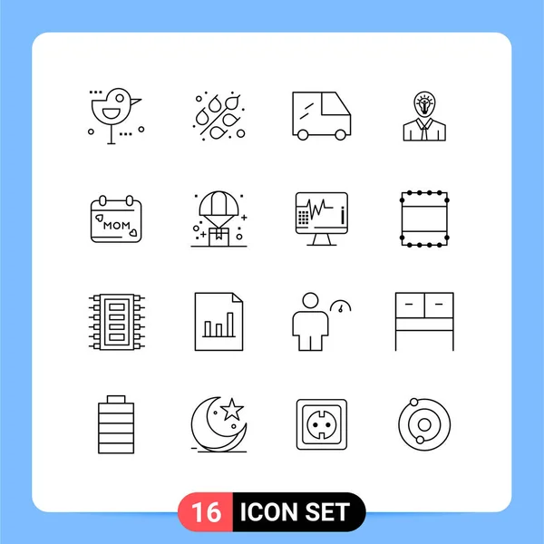 一套16个现代Ui图标符号 用于爱情 轻型可编辑向量设计元素 — 图库矢量图片