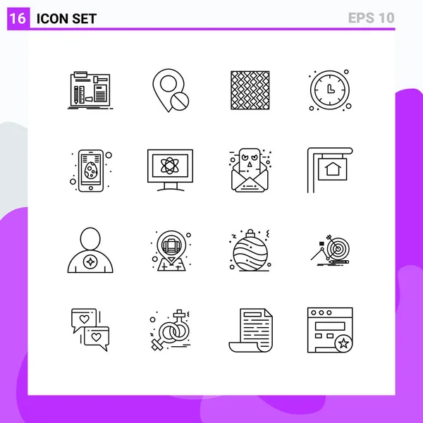 Mobilt Grensesnittsett Med Piktogrammer Klokke Fliser Pinner Striper Belegningsvektorelementer – stockvektor