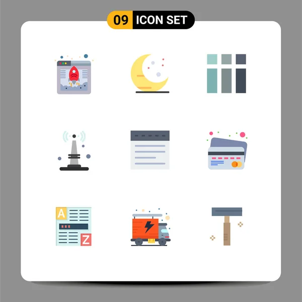 User Interface Flat Color Pack Modern Signs Sysymbols Website Tabs — Vector de stock