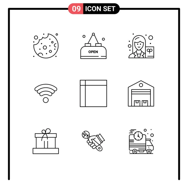 Group Modern Outlines Set Home Ware Handkerchief Scientist Appliances Wifi — Stock Vector