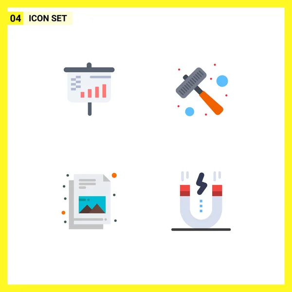 Set Von Vector Flat Icons Grid Für Bar Bild Hammer — Stockvektor