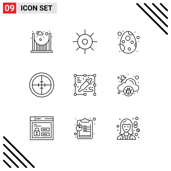 Set Modern Icons Symbols Signs Creative Target Easter Soldier Badge — Stock Vector