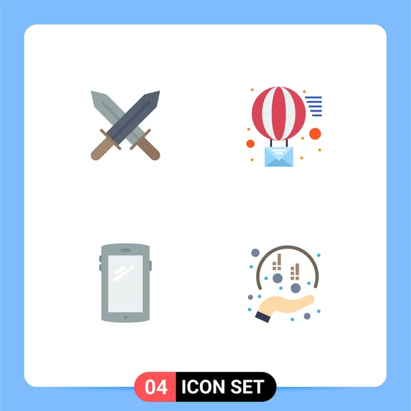 Benutzeroberfläche Flaches Icon Pack Moderner Zeichen Und Symbole Für Schwert — Stockvektor
