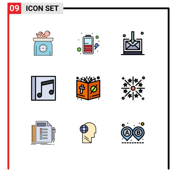 Creative Icons Modern Signs Sysymbols Book Songs Business Song Media — Archivo Imágenes Vectoriales