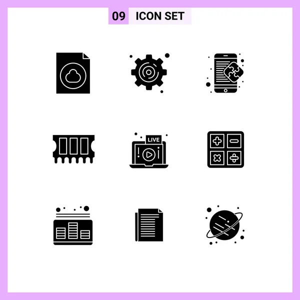 Universal Icon Symbols Group Modern Solid Glyphs Laptop Video Business — Διανυσματικό Αρχείο