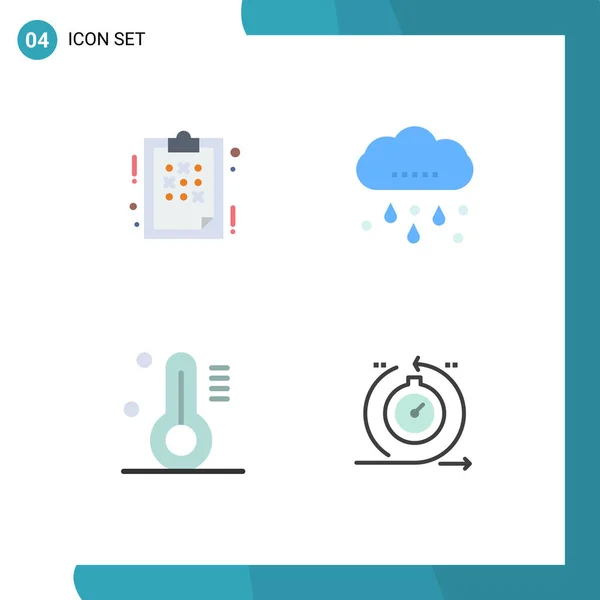 Conjunto Moderno Iconos Volantes Pictografía Plan Termómetro Estrategia Lluvia Ágil — Vector de stock