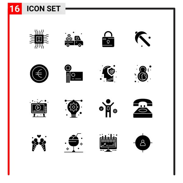 Universal Icon Symbolen Groep Van Moderne Solid Glyphs Van Euro — Stockvector