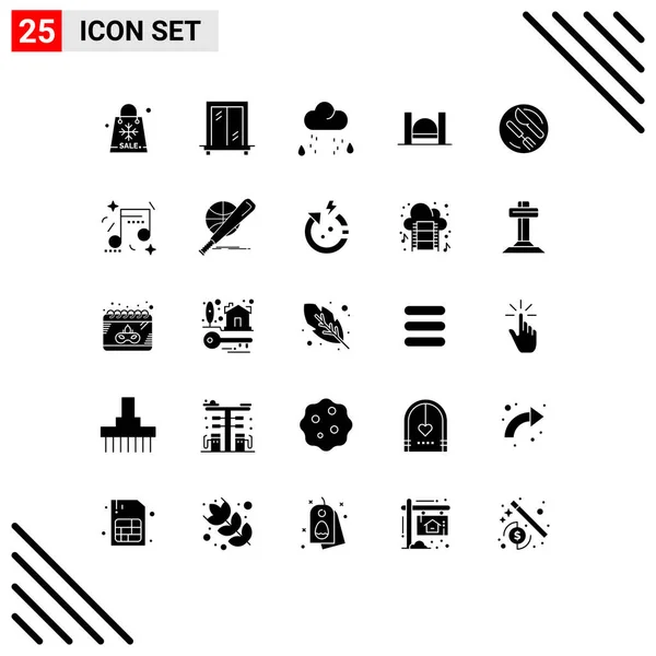 Pictogram Set Simple Solid Glyphs Dish River Snow Industrial Cross — 스톡 벡터