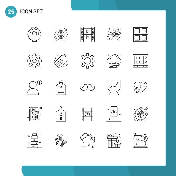 Creative Icons Modern Signs Symbols Window Construction Movie Fly Eco — Stock Vector