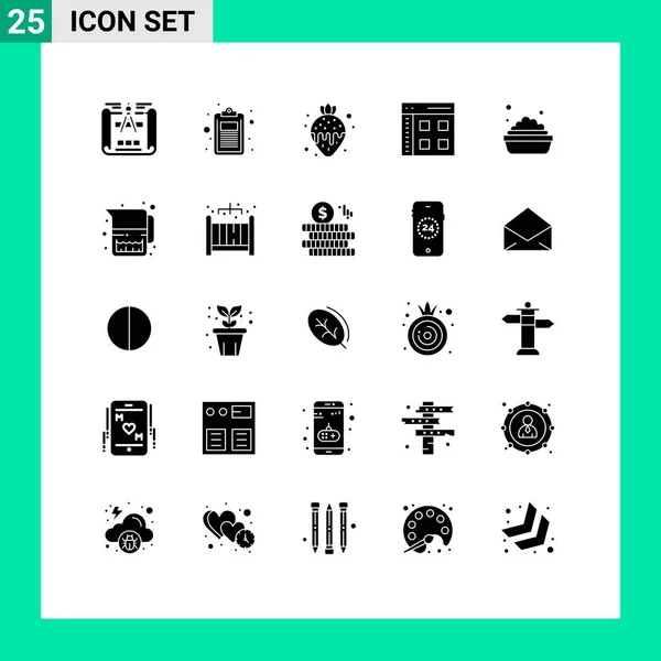 Set Modern Icons Sysymbols Signs Bowl User Dessert Interface App — Vector de stock