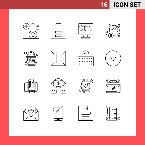 Universal Icon Symbols Group Modernos Contornos Cor Dinheiro Design Renda — Vetor de Stock