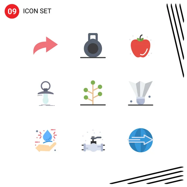 Icône Vectorielle Paquet Signes Symboles Ligne Pour Badminton Birdie Arbre — Image vectorielle