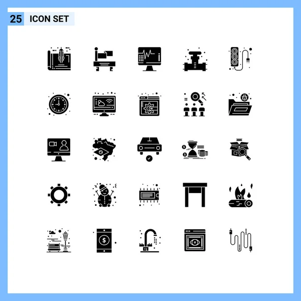 Set Modern Icons Sysymbols Signs Electronics System Heart Plumbing Mechanical — Archivo Imágenes Vectoriales