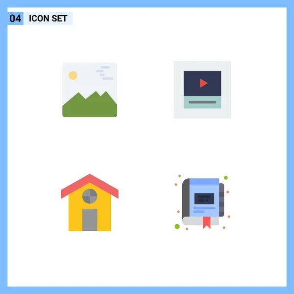 Set Modern Icons Sysymbols Signs Gallery House Canada Wireframe Digital — Archivo Imágenes Vectoriales