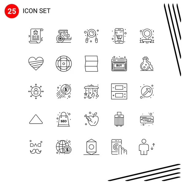Pictogram Set of 25 Simple Lines of campaign, online shop, exercise, cart, basket Editable Vector Design Elements — Stock Illustration Pictogram Set Simple Lines Campaign Online Shop Exercise Cart Basket Royalty Free Stock Illustrations
