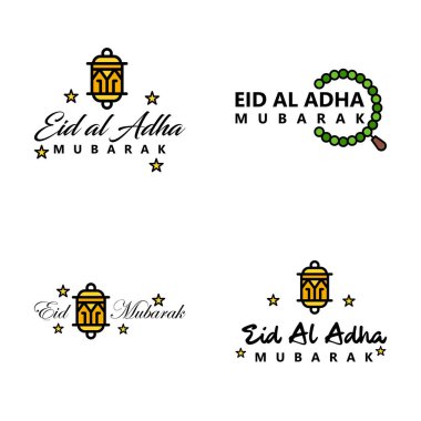 İslam Cemaati Festivali Kurban Bayramı ve Kurban Bayramı için 4 kişilik Mübarek Mübarek Paket Modern Arapça Kaligrafi Metni