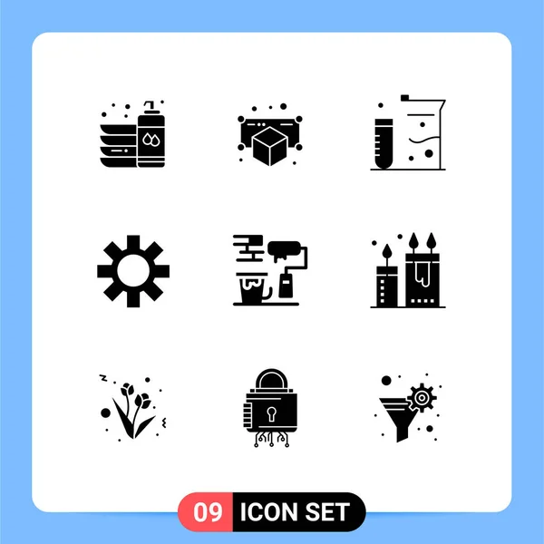 Universal Icon Symbols Group Modern Solid Glyphs Roller Gear Point — Stockový vektor