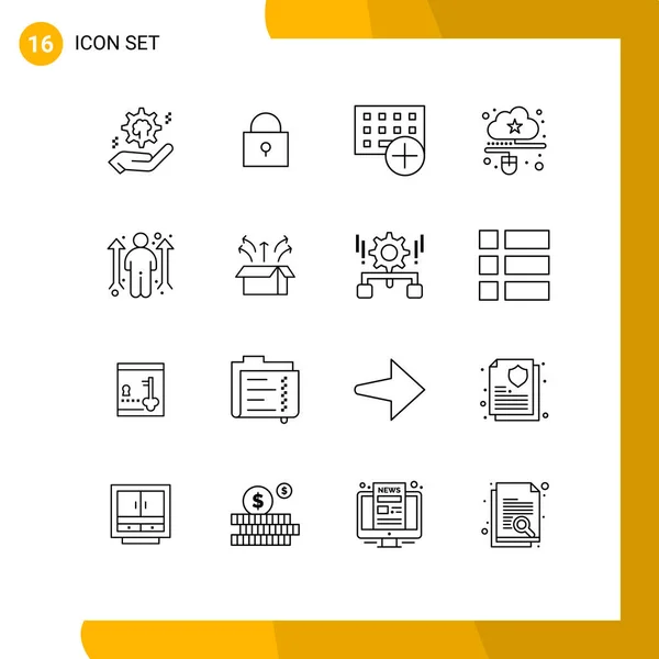 Pictogram Set Simple Outlines Online Data Add Connected Hardware Editable — 스톡 벡터