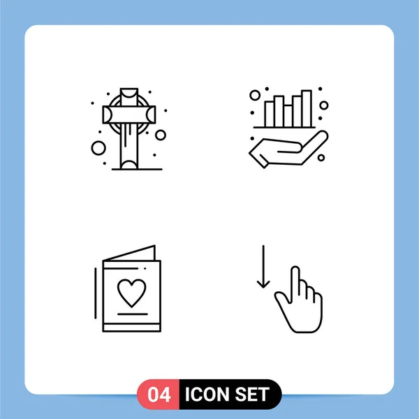 Stock Vector Icon Pack Line Signs Symbols Cross Invitation Saint — Stock Vector