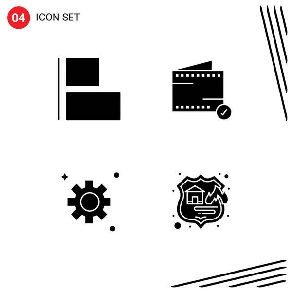 Thematic Vector Solid Glyphs Editable Sysymbols Align Cogs Add Wallet — Vector de stock