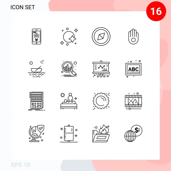 Creative Icons Modern Signs Symbols Transport Kayak Spaceship Canoes Palm — Stock Vector