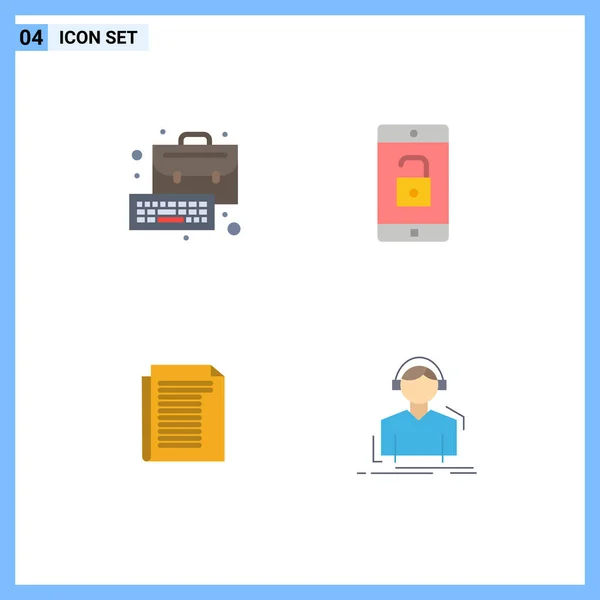 Flat Icon Pack Mit Universellen Symbolen Für Unternehmen Notiz Tastatur — Stockvektor