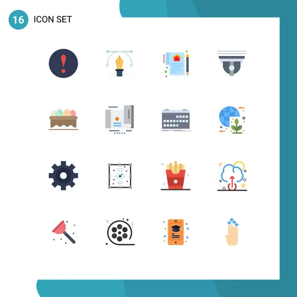 16の創造的なフラット色のパックイースター ホーム セキュア カメラクリエイティブベクターデザイン要素の編集可能なパック — ストックベクタ