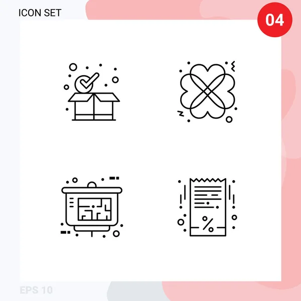 User Interface Line Pack Modern Signs Sysymbols Checkmark Presentation Box — Vector de stock