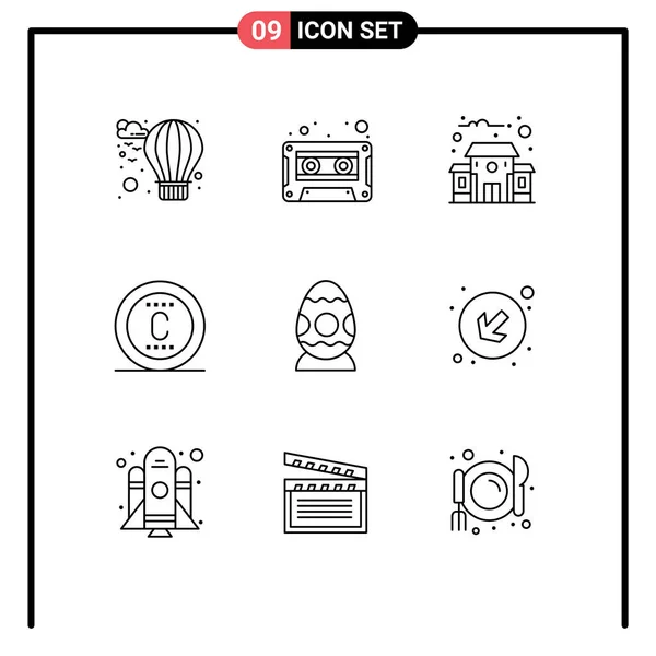 Stock Vector Icon Pack Líneas Símbolos Para Huevos Yeso Edificio — Archivo Imágenes Vectoriales