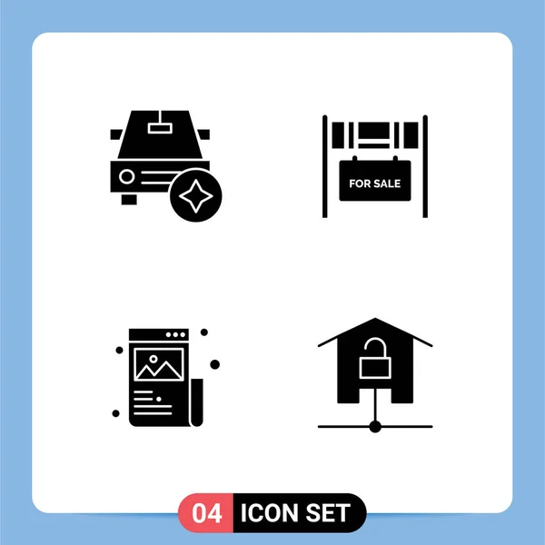 Universal Icon Symbolen Groep Van Moderne Solid Glyphs Van Auto — Stockvector