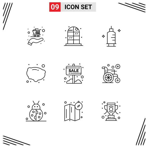 Stock Vector Icon Pack Líneas Signos Símbolos Para Tienda Venta — Vector de stock