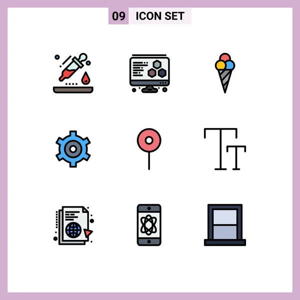 Σύνολο Σύγχρονες Εικόνες Σύμβολα Σημάδια Για Κείμενο Μεγάλο Κώνο Pin — Διανυσματικό Αρχείο
