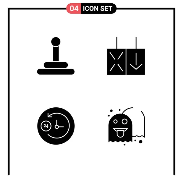 Mobile Interface Solid Glyph Set Pictograms Gear Game Reverse Day — Stock Vector