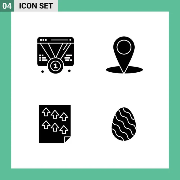 Pack Creative Solid Glyphs Badge High Web Map Paper Editable — Stock Vector