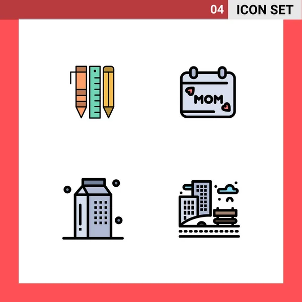 Móvil Interface Filledline Flat Color Set Pictograms Tools Cooking Items — Vector de stock