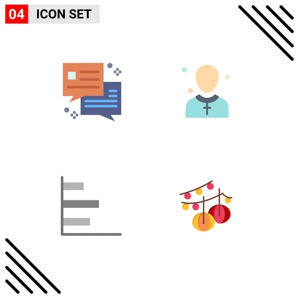 Set Vector Flat Icons Grid Chat Graphic Christian Man Performance — Vector de stock