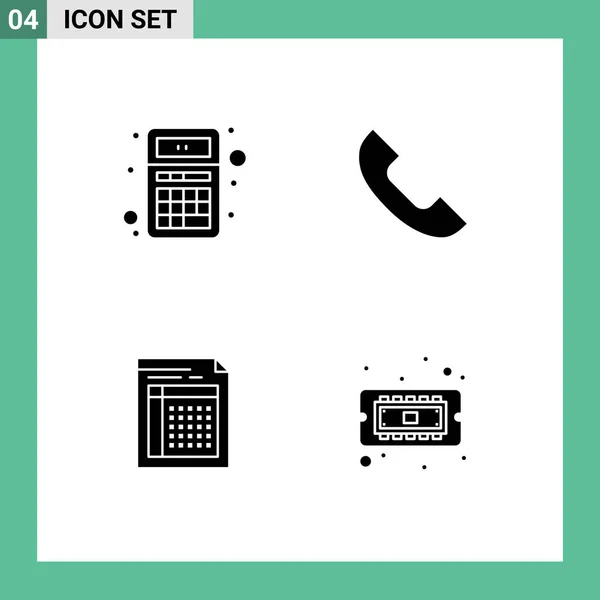 Set Modern Icons Sysymbols Signs Add Audit Calculator Phone Document — Vector de stock