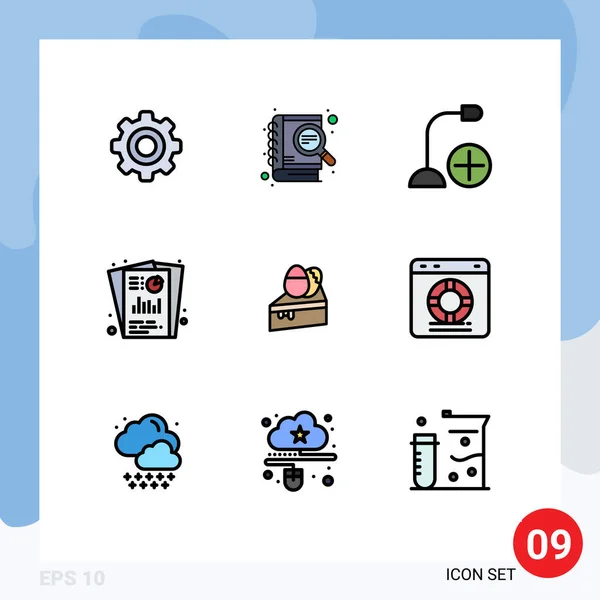 2014 Mobile Interface Filledline Flat Color Set Pictograms Seo Report — 스톡 벡터