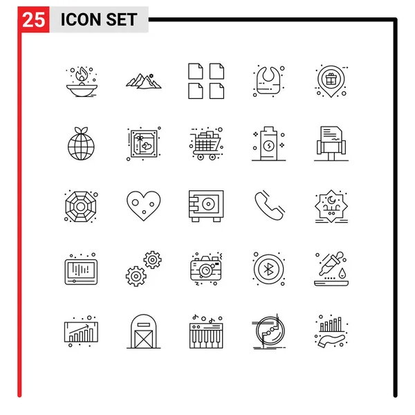 Stock Vector Icon Pack Mit Zeilenzeichen Und Symbolen Für Markt — Stockvektor