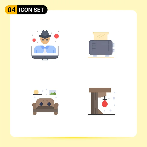 Universal Flat Icon Signos Símbolos Hacker Muebles Crimen Máquina Vida — Vector de stock