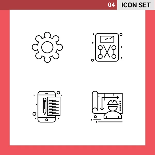 四套现代平面彩色标志及符号 适用于网页印刷媒体 如齿轮 可编辑向量设计元素等 — 图库矢量图片