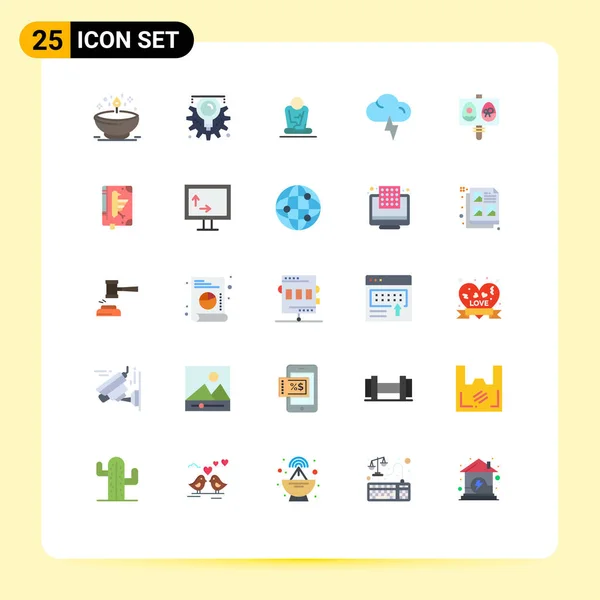 2014 Mobile Interface Flat Color Set Pictograms Egg Weather Process — 스톡 벡터