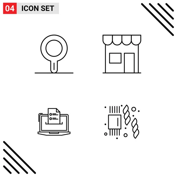 Mobile Interface Line Set Pictograms Kitchen Business Building Retail Online — Archivo Imágenes Vectoriales