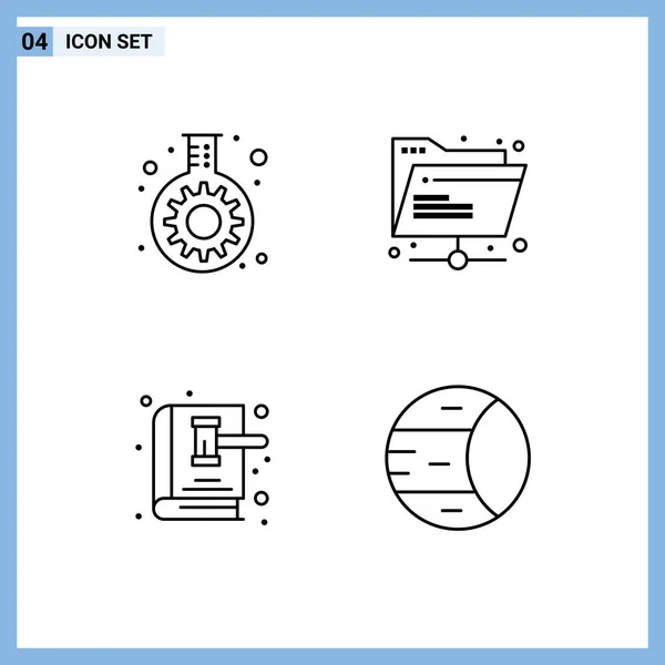 Interface Utilisateur Paquet Couleurs Plates Filledline Base Rouage Livre Tube — Image vectorielle