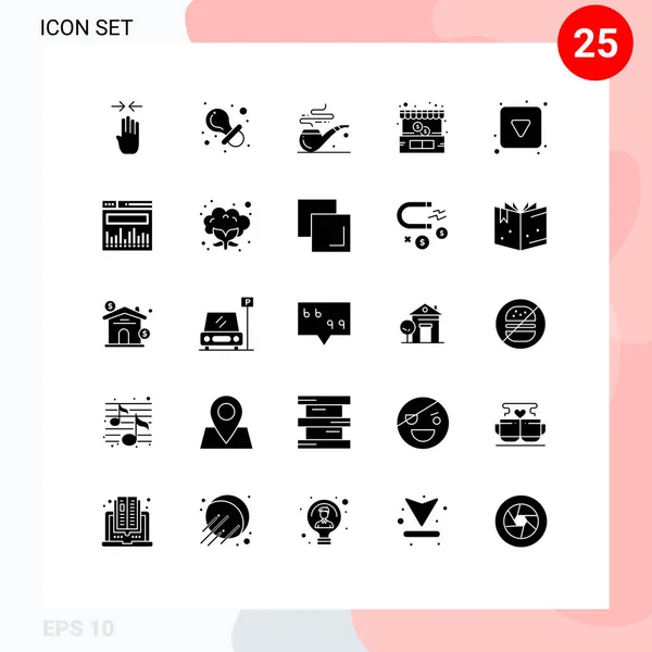 Pictogram Set Simple Solid Glyphs Play Button Pipe Money Eommerce — Stockový vektor